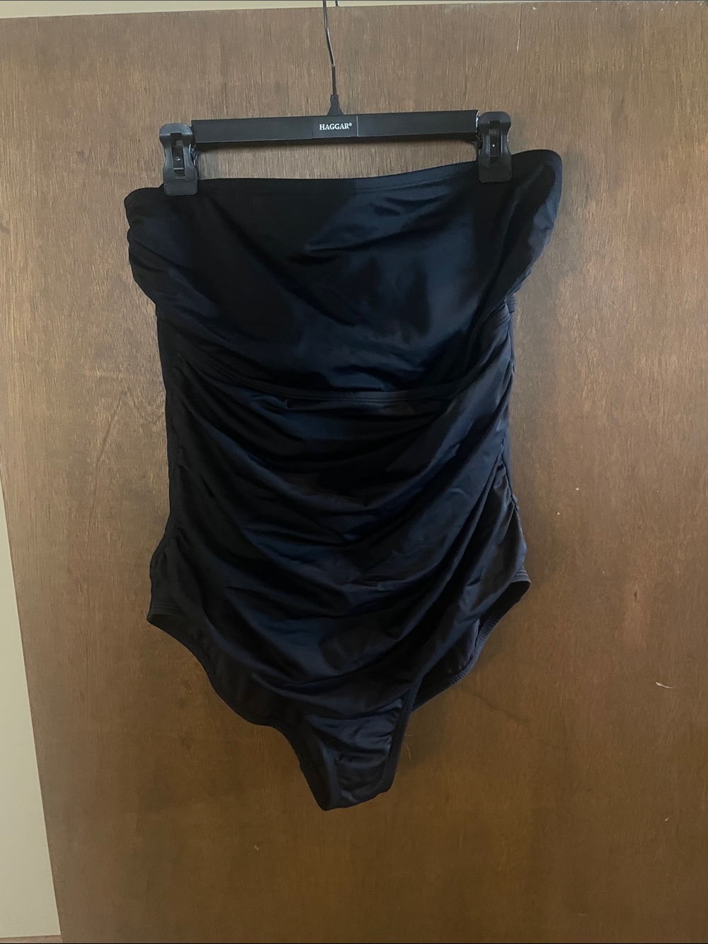 Time and Tru Black Strapless Ruched Women's One-Piece Bodysuit
